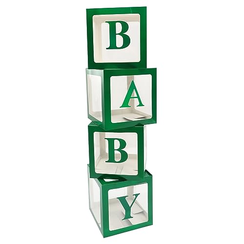 OFFSCH 1 Satz Boxen Ballon-box Dekorationen Für Hochzeitszeremonien Babyparty-dekorationen Für Mädchen Buchstabendekor Klare Babyblockade Klare Luftballons Babyblöcke Papier Green von OFFSCH