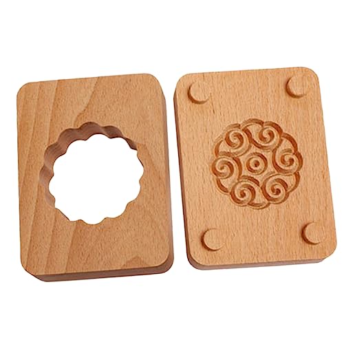 OFFSCH 1 Satz Gebäck Doppels chicht Schleif mittel Fondant-Stempel Mondkuchen Backform für grüne Bohnen Butterkekse Muschel easy putz moon cake molder Backwerkzeug Formen zum Backen Buche von OFFSCH