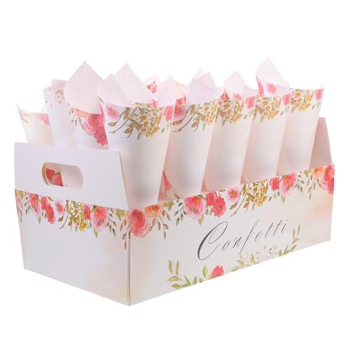 OFFSCH 1 Satz Hochzeitsblütenkegel Blumenstrauß Zapfen weiße Konfetti- aus Kraftpapier hochzeitsdekoration hochzeitsgeschenkverpackung Tablett Papierkegel kleine Strauß von OFFSCH