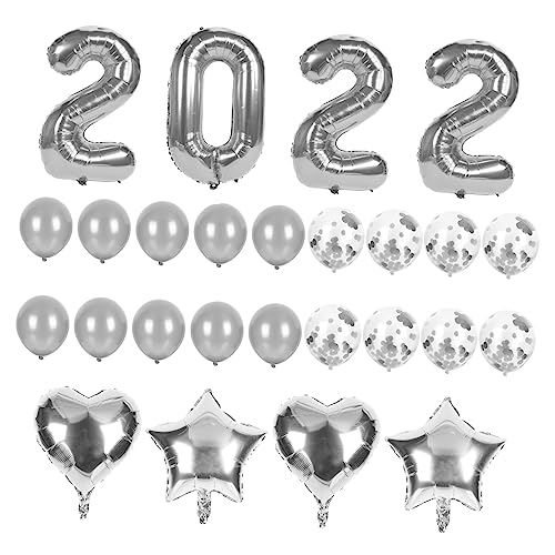 OFFSCH 1 Satz Neujahrsballons Frühlingsfest Party Luftballons Für Bogendekoration Partyzubehör Für Das Neue Jahr Neon Weihnachtsfolienornamente Zahlenballons Juli Emulsion Silver von OFFSCH