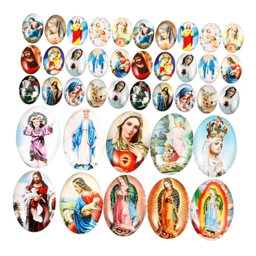 OFFSCH 1 Set Jesus Anhänger Edelsteine Vintage Perlen Flache Rückseite Cabochons DIY Schmuckherstellungsmaterial DIY Cabochons DIY Zubehör DIY Schmuck Cabochons Flache von OFFSCH