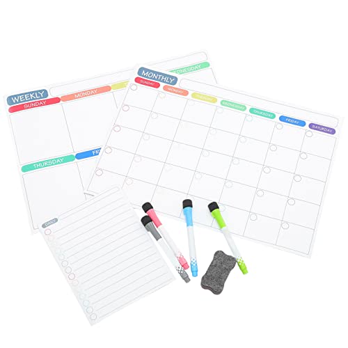 OFFSCH 1 Set Kühlschrank Meldungsaufkleber Magnetmagnet Kalender Radiergummi Listenplatine Küche Whiteboard Markers Planer Wöchentliche Nagelaufkleber Daily Schedule Chart Das Haustier von OFFSCH