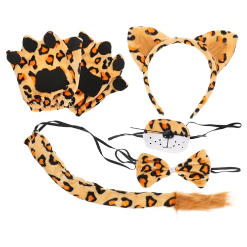 OFFSCH 1 Set Leopardenohren Haarreif Kostü Zubehör Mit Nase Und Fliege Tierohren Kopfschmuck Animal Ear Accessoires Für Karneval Und von OFFSCH