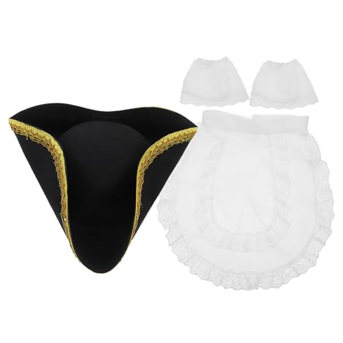 OFFSCH 1 Set Set Hüte Karneval Cosplay Hut Piraten Partyhut Piratenhut Kostüme Dreispitz Hut Männer Karnevalshut Piratenhut Mädchen Erwachsene Piratenhut Cosplay Partyhut Vliesstoff von OFFSCH