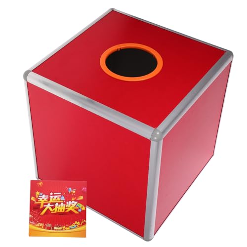 OFFSCH 1 Stück Karton Lotterie-Box rotes Zubehör Card Ball Aufbewahrungsbehälter Tombola-Boxen durchsichtige boxen Spendenbox Polling-Container Aluminiumlegierung. von OFFSCH