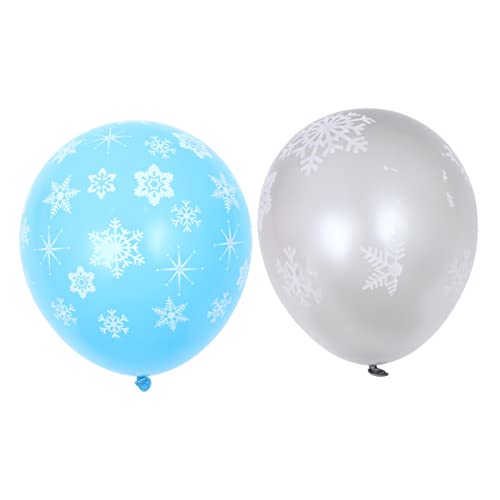 OFFSCH 10 Stück Weihnachts Latex Luftballons Set 12 Zoll Bunte Schneeflocken Druckballons Weihnachtsparty Dekoration Silber Blau Heim Party Ornamente von OFFSCH