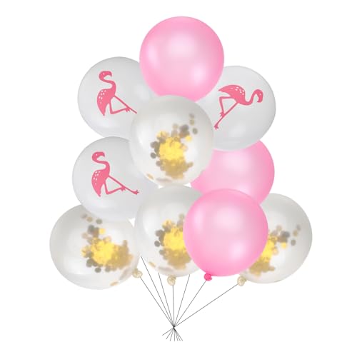 OFFSCH 10 Teiliges Luftballon Set Mit Flamingo Druck Rosa Und Goldene Pailletten Geburtstagsluftballons Für Hochzeit Party Happy Birthday Feier von OFFSCH