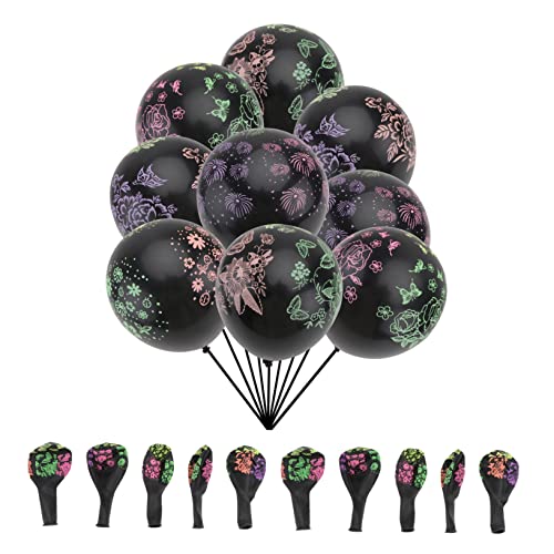 OFFSCH 100 Stück Ballons Transparente Ballons Leuchtende Dekorationen Schwarze Ballons Partyzubehör Layout Requisiten Emulsion von OFFSCH