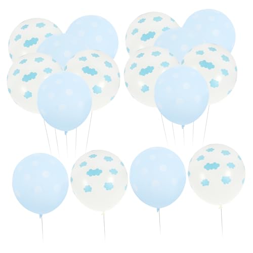 OFFSCH 100 Stück Bedruckte Latex Luftballons Weiß Und Blau Himmel Und Wolken Muster Je Ideal Für Geburtstagsfeier Hochzeit Bankett Dekorationen von OFFSCH