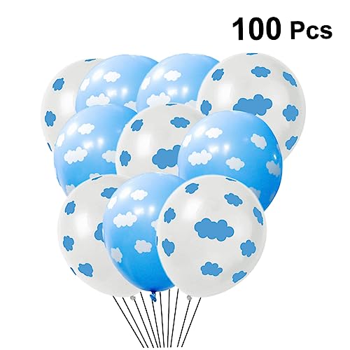 OFFSCH 100 Stück Luftballons Himmelblau & Weiß Mit Wolkendruck Perfekt Für Geburtstagsfeiern Lustige Latex Luftballons Partyzubehör Und Gastgeschenke Für Dekoration von OFFSCH