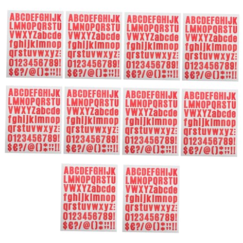 OFFSCH 10St Buchstabenaufkleber buchstaben aufkleber nummern aufkleber rote Flicken zum Aufbügeln Tassenaufkleber, wasserfest rote Buchstaben Große Zahlen zum Aufbügeln roter Buchstabe von OFFSCH