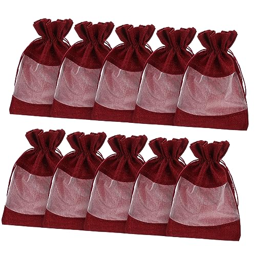 OFFSCH 10St Sachet-Geschenktüten Jutebeutel Party-Geschenktüte Süßigkeitenbeutel mit Kordelzug Organzabeutel aufbewahrungssack storage pockets Musselin Tasche Snack-Taschen Leinen- von OFFSCH