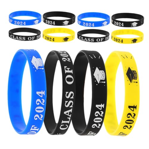 OFFSCH 12 Stück 2024 Abschlussarmband Silikonarmbänder Herzlichen Glückwunsch, Absolventenarmbänder Abschluss-silikonarmband Abschlussarmbänder 2024 Kieselgel Tragbar Student Schmuck von OFFSCH