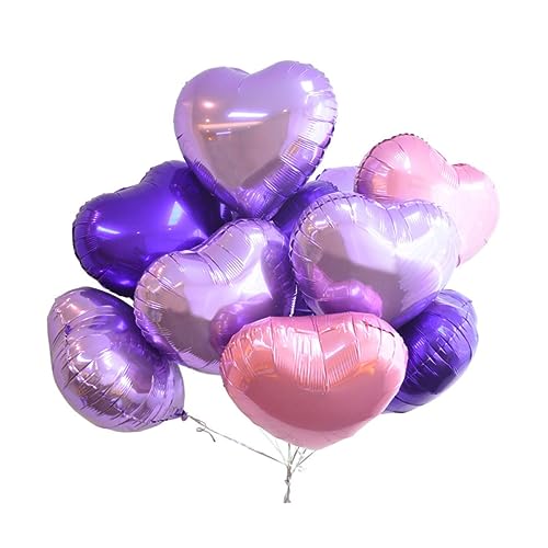 OFFSCH 12 Stück Herzförmige Folienballons 18 Zoll Rosa Und Helllila Perfekt Für Valentinstag Hochzeiten Jahrestage Und Verlobungsfeiern Romantische Dekoration Für Besondere von OFFSCH