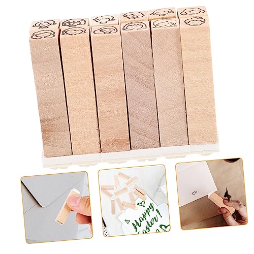 OFFSCH 12St spaß scrapbooking-stempel holzstempel set bastelzeug geschenkeidee Stempelkissen Stempel für das Handwerk süße Briefmarken Scrapbook-DIY-Tool Briefmarken selber machen hölzern von OFFSCH