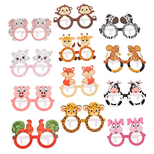 OFFSCH 12St Brille aus Tierpapier party zubehör kinder partyzubehör kinder Partybrille für Kinder Luau-Partyzubehör geschenk Kinder Foto Requisiten Brillen mit Tiermotiven Gläser von OFFSCH