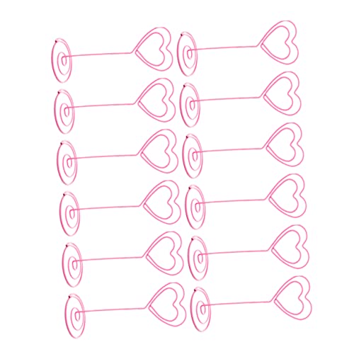 OFFSCH 12st Herzförmige Halter Rosafarbener Visitenkartenhalter Büroklammerständer Drahtständer Hochzeitsfoto Tischständer Fotohalter Aus Draht Tischstütze Hochzeitsplatzhalter von OFFSCH