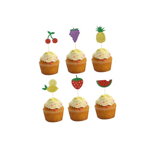 OFFSCH 12st Kuchen Picks Hawaiianische Partydeko Hawaii-cupcake-picks Hawaii-kuchen-picks Kuchen Verzieren Cupcake-topper Aus Papier Obstkuchen-picks Obstkuchendekorationen Hawaii- von OFFSCH