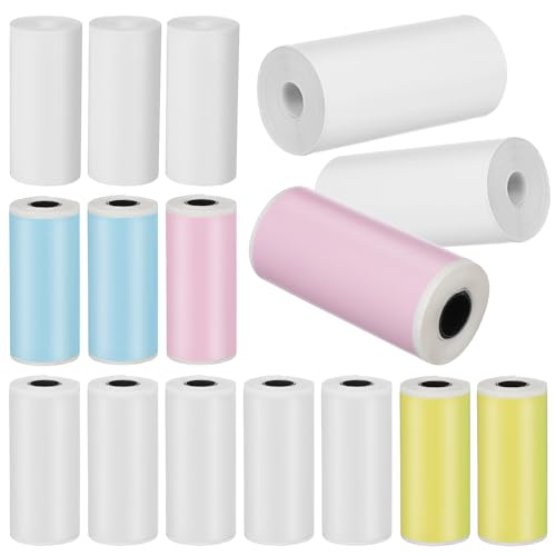 OFFSCH 16 Rollen Drucker Etikettenpapier Druckerpapier Drucker Thermoetiketten Thermodruckpapier Mini Taschendrucker Aufkleber Thermoaufkleberpapier Thermoselbstklebender Aufkleber von OFFSCH