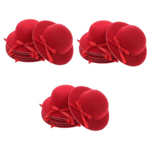 OFFSCH 18 Stk Mini-Zylinder haircharm haaraccessoires Geburtstagsdekoration für Puppen unikal Puppenhüte selber machen Puppen Minihut Minihüte für Partys Weinflaschen-Minihüte Stoff rot von OFFSCH