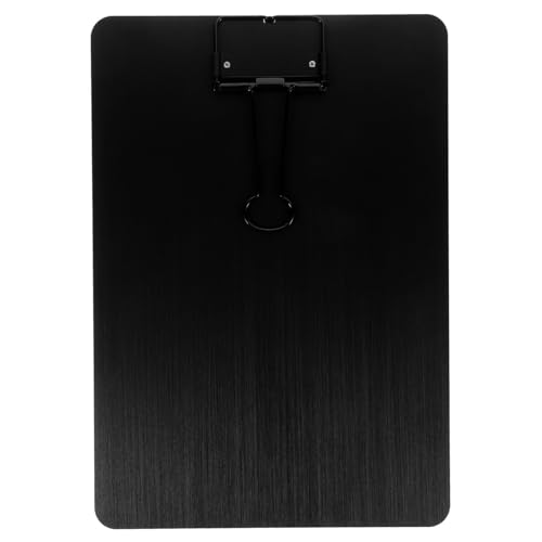 OFFSCH 1Stk A5 Notiz Klemmbrett-Portfolio A5-Klemmbrett Aluminium Klemmbrett für Büros clipboard pinnwand metall Zwischenablage schreiben Klemmbrett Edelstahl Black von OFFSCH