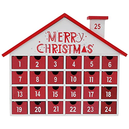 OFFSCH 1Stk Countdown-Kalenderschublade Kinderkalender Weihnachtskalender Nummer Geburt countdown kalender countdown calender Schubladenhaus- Weihnachts-Countdown-Schublade Holz rot von OFFSCH