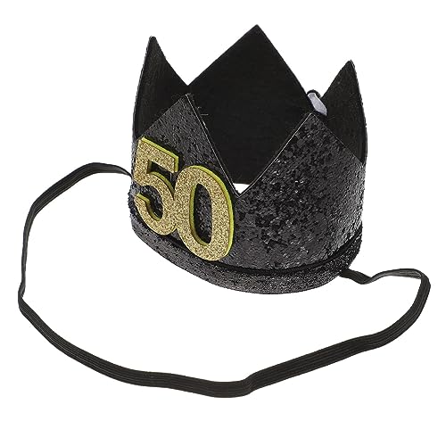 OFFSCH Partyhut zum 50. Geburtstag schwarz-goldene Krone Hut für Erwachsene Heukronen-Design Handwerkskunst pflegeleicht kompakte Größe von OFFSCH