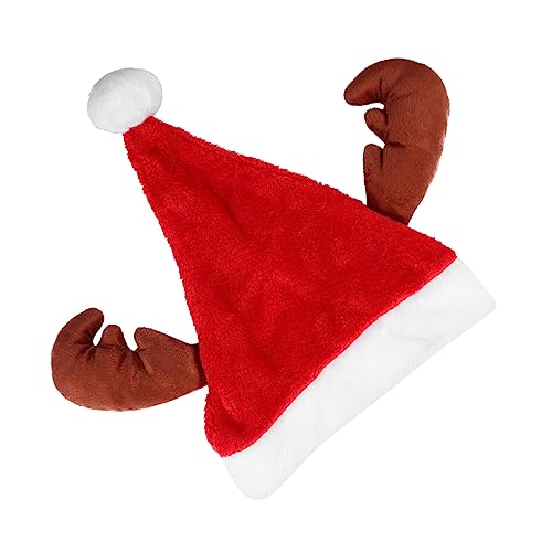 OFFSCH 1Stk Weihnachtsgeweihmütze Weihnachtsbaum Hut Urlaub Kostüm Hut weihnachtsparty accessoires Weihnachtsfeier-Accessoires Plüsch Weihnachtsmütze Geweih Hut Plüschstoffe rot von OFFSCH