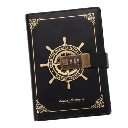 OFFSCH 1Stk seemann notizbuch Arbeitsnotizblock gebundenes Skizzenbuch Verriegelung des Binderjournals Taschenjournal-Notizbuch notebooks the notebook Retro-Notizblock Tagebuch Pu Black von OFFSCH