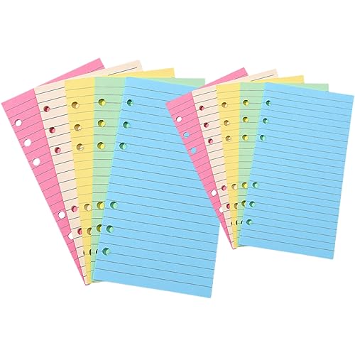 OFFSCH 2 Notizbuchseiten linierte Papiereinlagen Nachfüllungen Loseblatt-Notizbuchpapier Bindemittel Notizblockpapier mit 6 Löchern glattes A5-Papier Bindepapier a5 Einsätze Colorful von OFFSCH