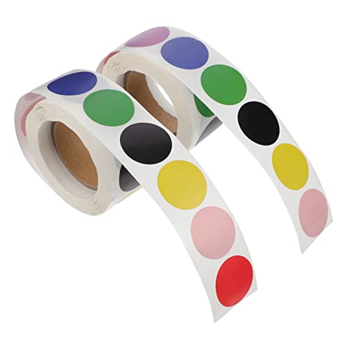 OFFSCH 2 Rollen Farbcodierte Punktaufkleber Runde Aufkleber Klebekreis Aufkleber Für Geschenkanhänger Siegel Aufkleber Runde Etiketten Entfernbare Punktaufkleber Label-tag Colorful Papier von OFFSCH