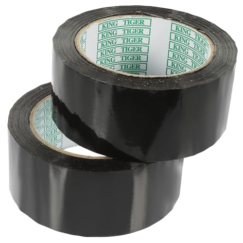 OFFSCH 2 Rollen Klebeband parcel tape elastisches band Paketband tapes Versandband nachfüllen Kleiderband kassette Dichtungsband sich bewegendes Band Hochleistungs-Packband bopp Black von OFFSCH