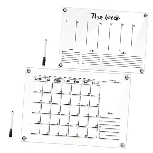 OFFSCH 2 Sätze Wochenplanertafel löschbare Notizblöcke durchsichtiges, trocken abwischbares Brett Whiteboard kinder schreibtafel schreib tablet kinder einfache Memoboards Notiztafel Acryl von OFFSCH