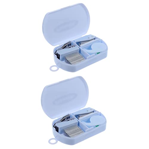 OFFSCH 2 Sets Handwerkzeugkasten Kleiner Büro Hefter Robuster Hefter Werkzeug Sets Buchhefter Mini Schreibtisch Mini Hefter Büro Schreibwaren Bindemittel Clips Werkzeuge von OFFSCH