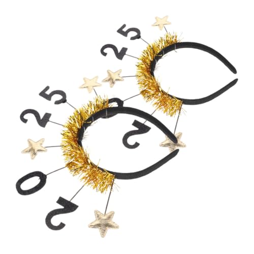 OFFSCH 2 Stk neues jahr stirnband Frohes neues Stirnband Frohes neues Jahr Schmuck weihnachts kopfschmuck silvester dekoration Kopfschmuck für die Neujahrsparty Geweih Stirnband Stoff von OFFSCH