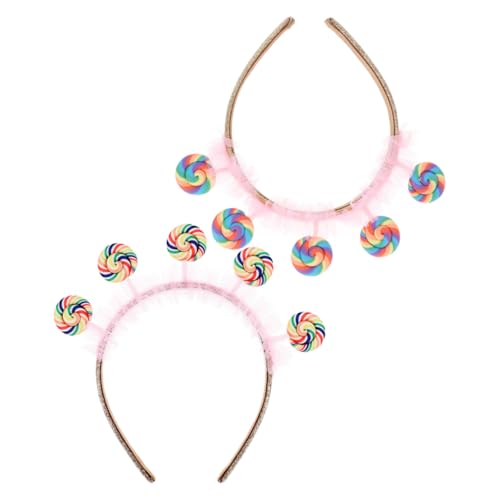 OFFSCH 2 Stück Stirnband Kostüme Für Kopfband Rosa Haarspangen Candyland Kostüme Süßigkeiten Zubehör Candy Lou Who Kopfbead Süßigkeiten Kostüme Süßigkeiten Hut Alien Ohren Stoff von OFFSCH