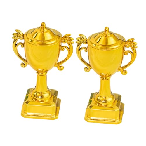 OFFSCH 2 Stück Trophäen Kuchendekoration Kleine Trophäen Auszeichnung Tortenaufsätze Kleine Goldene Auszeichnung Trophäenbecher Hochzeitstortendekorationen Teilnahme Trophäe von OFFSCH