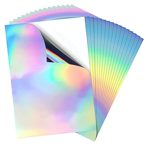 OFFSCH 20 Blatt Holografische A4 Papieraufkleber Für DIY Wasserbecher Beschreibbare Etiketten Für Tintenstrahldrucker Vielseitig Einsetzbar Und Wasserfest Ideal Für Schule Und Büro von OFFSCH