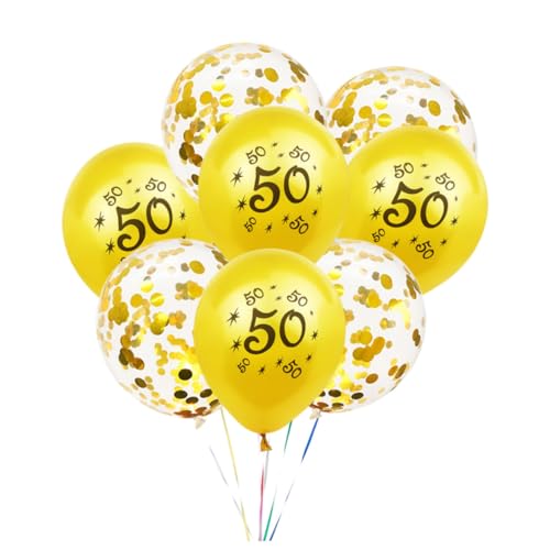 OFFSCH 20 Stück 12 Zoll Goldene Luftballons Für 50 Geburtstag Konfetti Ballons Set Latex Geburtstagsdeko Partyzubehör 10 Goldene & 10 Konfetti Ballons von OFFSCH