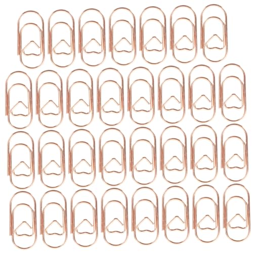 OFFSCH 200St Niedliche Mini-Liebes-Büroklammern Heftklammern Chip-Clips Planke Clips Klemmen drücken büroartikel büromaterial kreative Büroklammern kleine Papierklammer Metall Rose Gold von OFFSCH