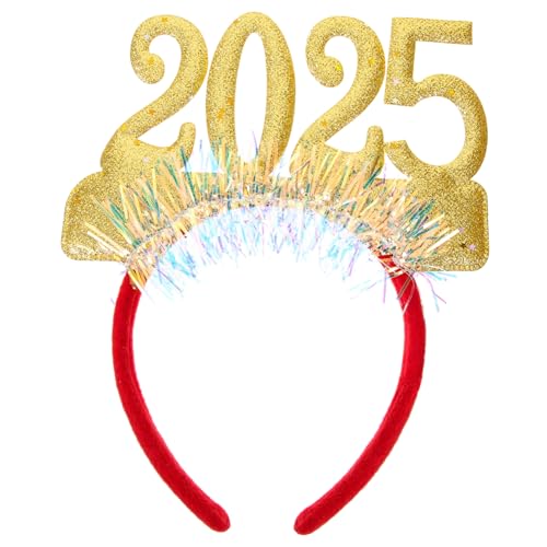 OFFSCH 2025 Neues Jahr Stirnband Geburtstagsdekorationen Rote Schleife Urlaub Stirnbänder Weihnachtshirsch Party Stirnbänder Erwachsene Festivalzubehör Geburtstag Haarschmuck Stoff Golden von OFFSCH