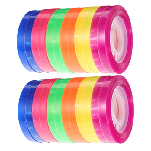 OFFSCH 24 Rollen Farbe Transparentes Klebeband Klebebänder Fluoreszierendes Klebeband Papier Klebeband Scrapbooking Washi Tape Farbiges Band Bunte Bänder Highlighter Washi Tape Bopp von OFFSCH