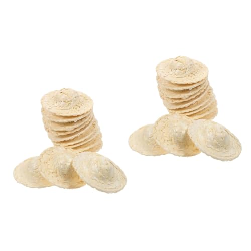 OFFSCH 24 Stk Strohhut Puppenhut Miniaturaccessoire Puppenaccessoire Sommermützen für Damen Sonnenhut aus Stroh für Mädchen Kappe kleiner Hut Foto-Requisite Miniatur winzige Hüte Beige von OFFSCH