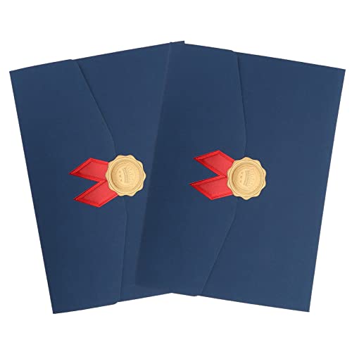 OFFSCH 2St Diplom-Cover dokumentenmappe mappen ordnee goldene Umschlagsiegel Zertifikatsordner Pr briefumschläge zertifikat papier halter Schutzhülle für Papierzertifikate Papierstau Blue von OFFSCH