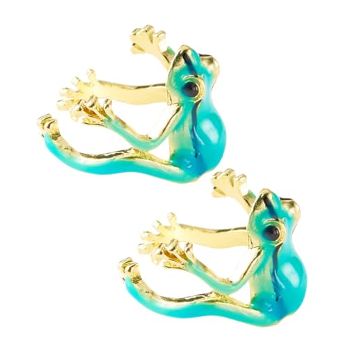 OFFSCH 2St Froschring Ringe mit Tiermotiven Schmuckset Süßer Tierring Stilvoller Ring Frosch Design Frosch Zubehör Lustige Ringe für Frauen verstellbarer Ring Damenring Legierung Sky-blue von OFFSCH