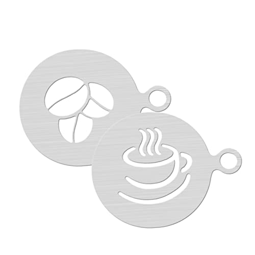 OFFSCH 2St Kaffee ziehen Muster Cappuccino-Kunstvorlagen Latte-Art-Schablonen Kaffeeformwerkzeug kaffeeschablone kaffeeliebhaber Kaffee-Vorlage DIY-Kaffeevorlagen Rostfreier Stahl Silver von OFFSCH