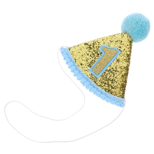 OFFSCH Geburtstag Hut Kinder Baby 2st Kegelhut Zum Geburtstag -prinzessin-hut Geburtstagsfeier Hut Kinderhaube Mini Kindermütze Kinder Kappe Glitzer-partyhut Funkelnder Partyhut Blue von OFFSCH