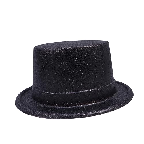 OFFSCH Partyhut Glitzer Fedora Hut Schwarz Modischer Zauberhut Für Erwachsene von OFFSCH