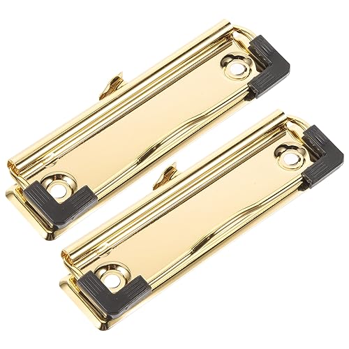 OFFSCH 2St klemmbrett halterung büroklammern Schreibwarenklammer metallschelle montierbare Aktentafel-Clips Klemmbrettklemmen montierbare Hartfaserplatten-Clips Metallklammern Abs Golden von OFFSCH