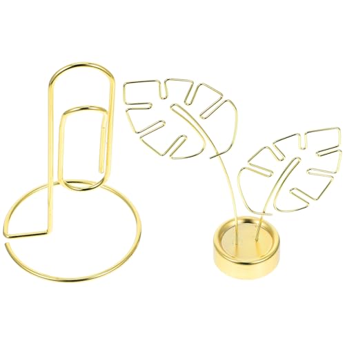 OFFSCH 2st Desktop-nachrichtenordner Kartenhalter Stehen Halter Für Lebensmittelschilder Clip-notizhalter Memohalterständer Tischnamenhalter Fotohalterständer Tischbildhalter Golden Eisen von OFFSCH